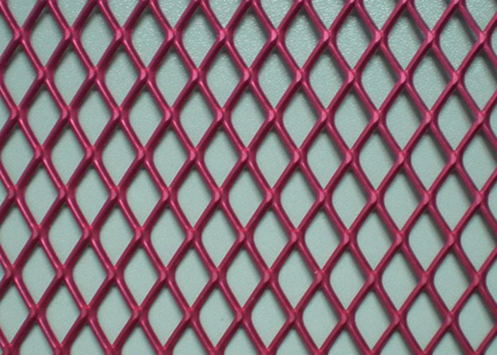 Flat Expanded Metal Aluminium Mesh , Customized Color Diamond Mesh Sheet Metal